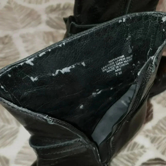 Nine West Varina 7M black leather 4” heeled ankle moto boots - Picture 5 of 7